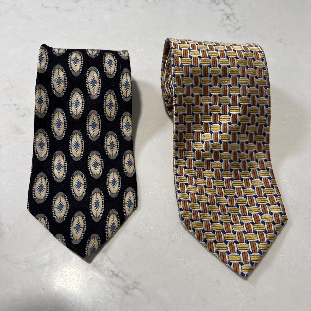 JOS A BANK  Lot Of 2 Mens 100% SILK NECK TIE 58"X4.75 - Picture 2 of 7